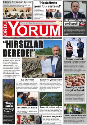 Ordu Yorum Gazetesi | Ordu nun En Güncel Haber Gazetesi - 27.05.2022 Manşeti