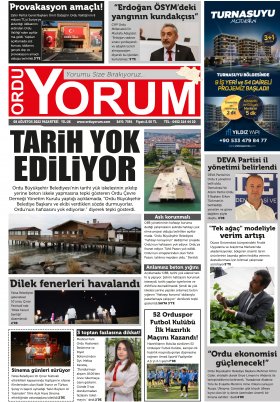 Ordu Yorum Gazetesi | Ordu nun En Güncel Haber Gazetesi - 08.08.2022 Manşeti