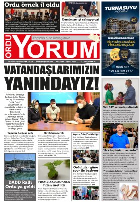 Ordu Yorum Gazetesi | Ordu nun En Güncel Haber Gazetesi - 12.08.2022 Manşeti