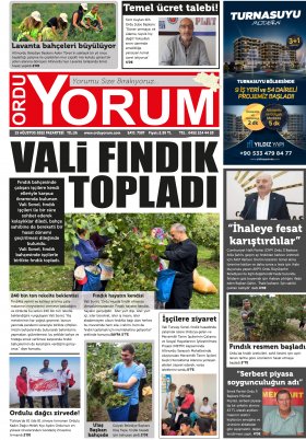 Ordu Yorum Gazetesi | Ordu nun En Güncel Haber Gazetesi - 15.08.2022 Manşeti