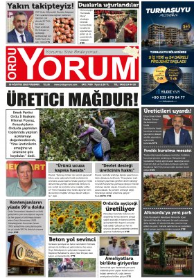 Ordu Yorum Gazetesi | Ordu nun En Güncel Haber Gazetesi - 18.08.2022 Manşeti