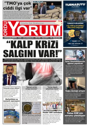 Ordu Yorum Gazetesi | Ordu nun En Güncel Haber Gazetesi - 29.09.2022 Manşeti