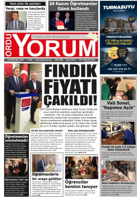 Ordu Yorum Gazetesi | Ordu nun En Güncel Haber Gazetesi - 25.11.2022 Manşeti