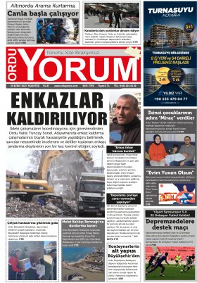 Ordu Yorum Gazetesi | Ordu nun En Güncel Haber Gazetesi - 20.02.2023 Manşeti